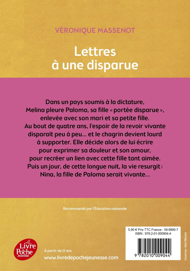 Lettres à une disparue - Véronique Massenot, Alain Millerand - POCHE JEUNESSE