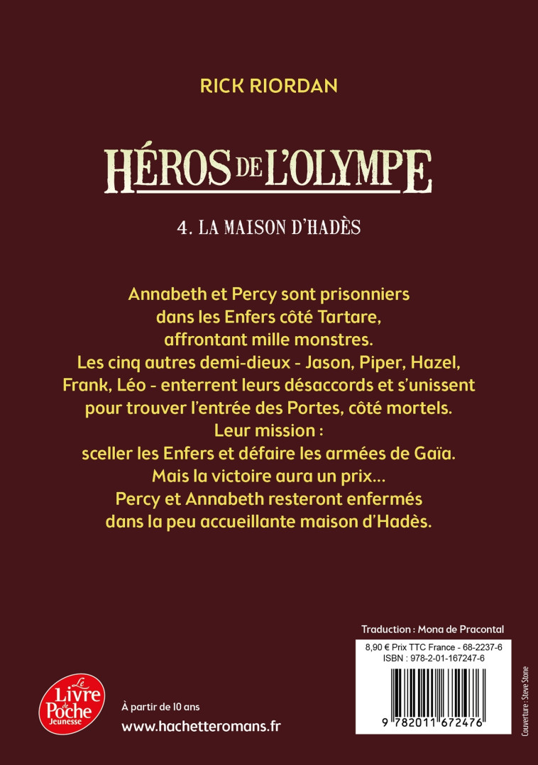 Héros de l'Olympe - Tome 4 - La maison d'Hadès - Rick Riordan, Mona Pracontal, Mona de Pracontal - POCHE JEUNESSE
