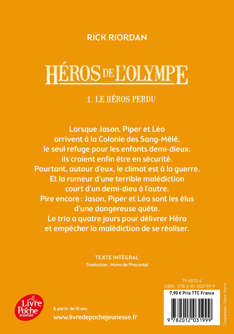 Héros de l'Olympe - Tome 1 - Le héros perdu - Rick Riordan, Mona Pracontal, Mona de Pracontal - POCHE JEUNESSE