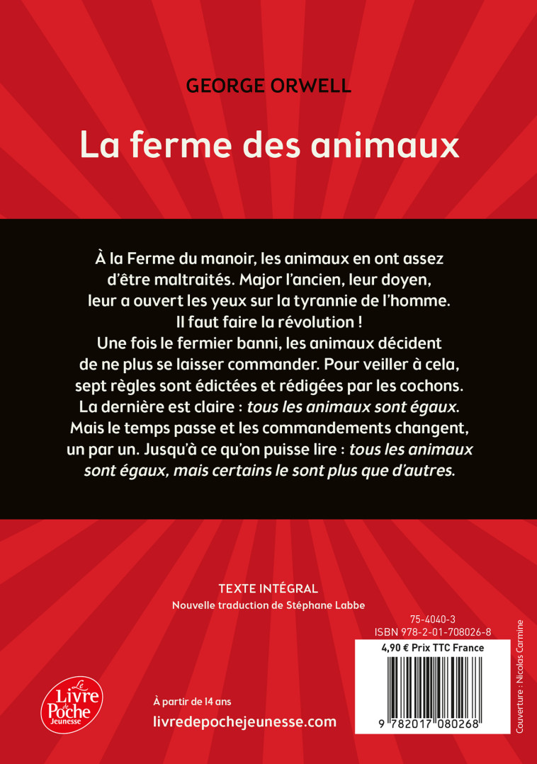 La ferme des animaux - Stéphane Labbe, George ORWELL - POCHE JEUNESSE