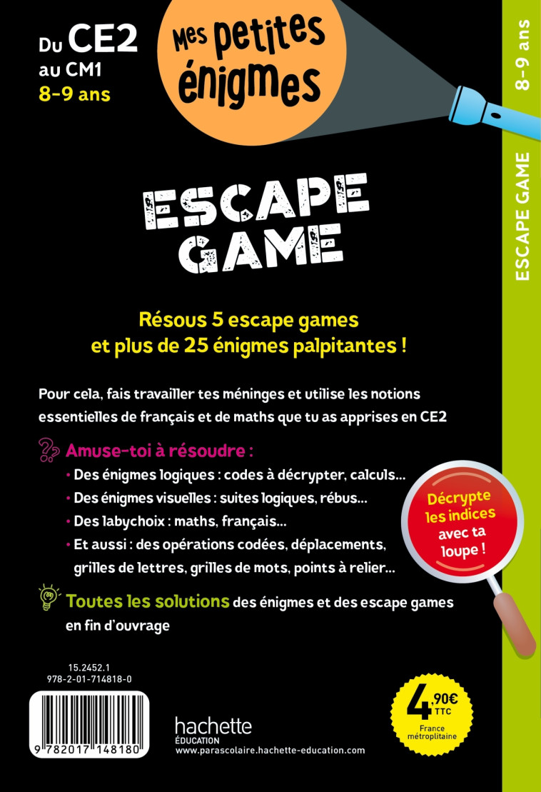 Escape game - Du CE2 au CM1 - Cahier de vacances 2025 - Charlotte Leroy-Jouenne, Dominique Fagès, Charlotte Leroy-Jouenne, Dominique Fagès - HACHETTE EDUC