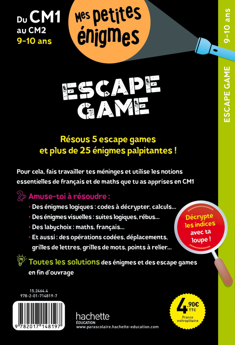 Escape game - Du CM1 au CM2 - Cahier de vacances 2025 - Charlotte Leroy-Jouenne, Charlotte Leroy-Jouenne - HACHETTE EDUC