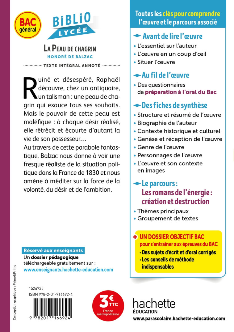 BiblioLycée - La Peau de chagrin, Balzac (BAC 1re générale) - BAC 2025 - Honoré de Balzac, Laurence Teper - HACHETTE EDUC