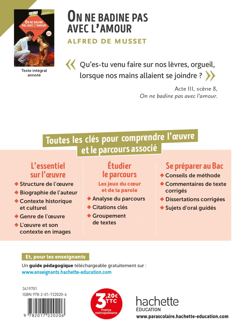 Bibliolycée - On ne badine pas avec l'amour, Alfred de Musset - BAC 2025 - ALFRED DE MUSSET, Véronique Brémond Bortoli - HACHETTE EDUC