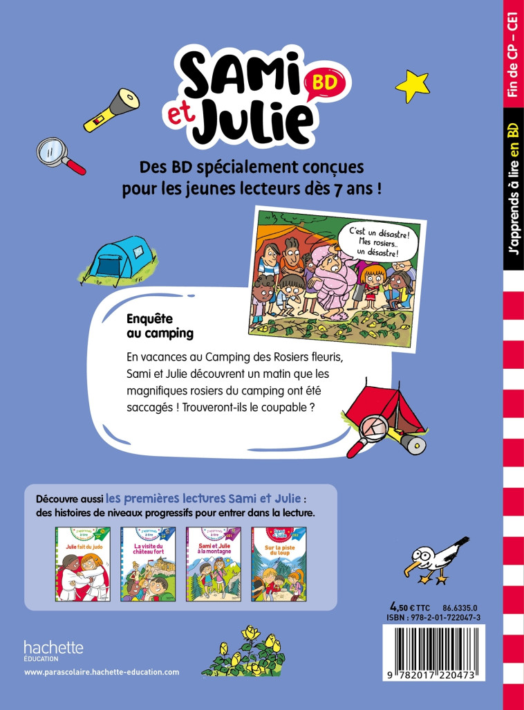 Sami et Julie BD Fin de CP-CE1 - Enquête au camping - Thérèse Bonté, Emmanuelle Massonaud - HACHETTE EDUC