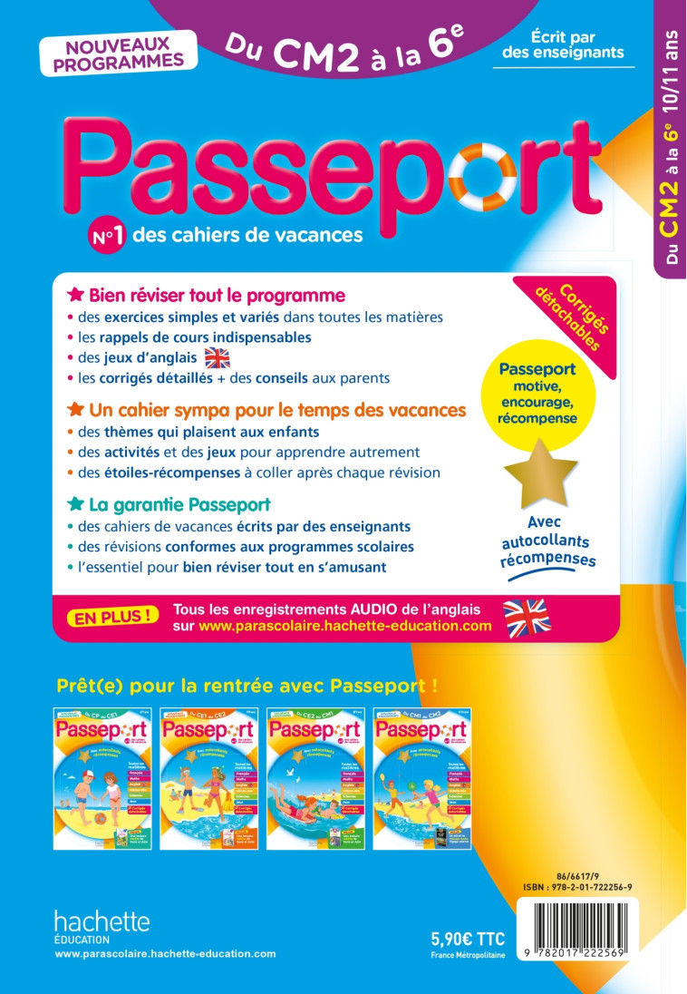 Passeport - Du CM2 à la 6ème 10/11 ans - Cahier de vacances 2025 - Eliane Masclet, Gérard Bonnerat, Guy Blandino, Bernard Jenner, Xavier Knowles, Charlotte Leroy-Jouenne, Eliane Masclet, Gérard Bonnerat, Guy Blandino, Bernard Jenner, Xavier Knowles, Charl