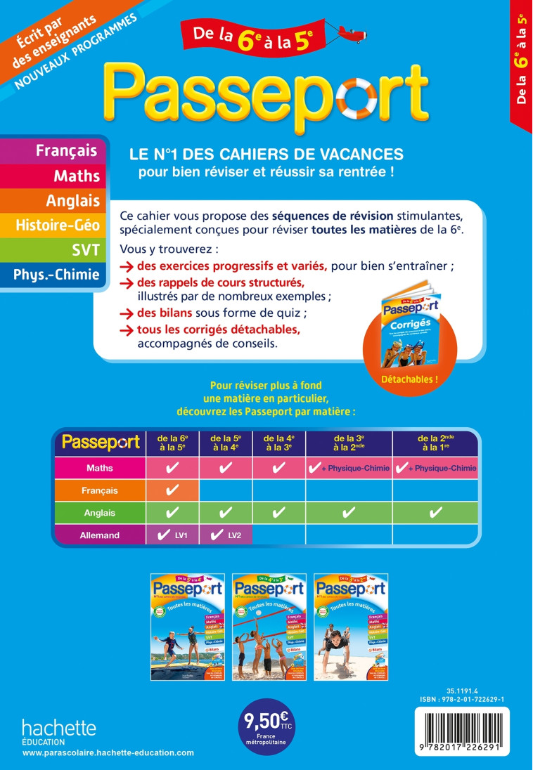 Passeport - Toutes les matières - De la 6e à la 5e - Cahier de vacances 2025 - Isabelle Lisle, Philippe Rousseau, Carole Bonnet, Pierre Reynaud, Catherine Reynaud, Malorie Gorillot, Sébastien Dessaint, Isabelle Lisle, Philippe Rousseau, Carole Bonnet, Pie