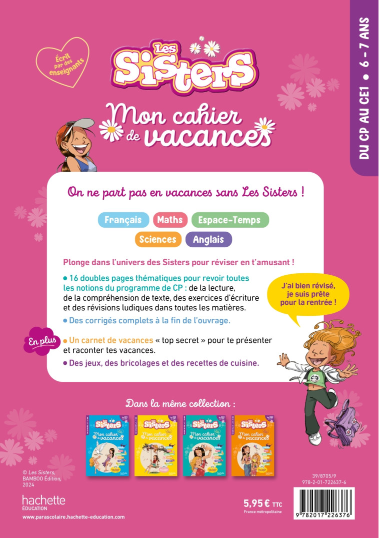 Les Sisters - Mon cahier de vacances 2025 - Du CP au CE1 - Clara Morena-Beuken, Clara Morena-Beuken - HACHETTE EDUC