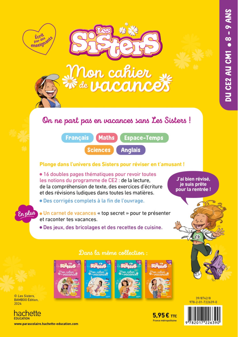 Les Sisters - Mon cahier de vacances 2025 - Du CE2 au CM1 - Marion Fallot, Marion Fallot - HACHETTE EDUC