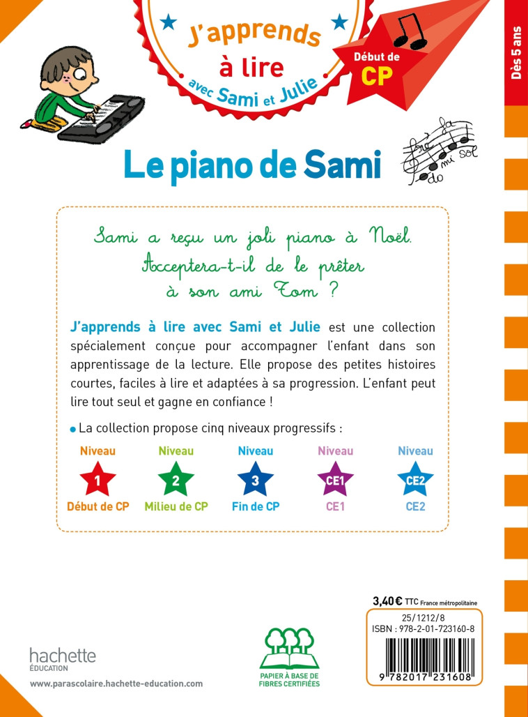 Sami et Julie CP niveau 1 Le piano de Sami - Thérèse Bonté, Barbara Jung, Thérèse Bonté, Barbara Jung - HACHETTE EDUC