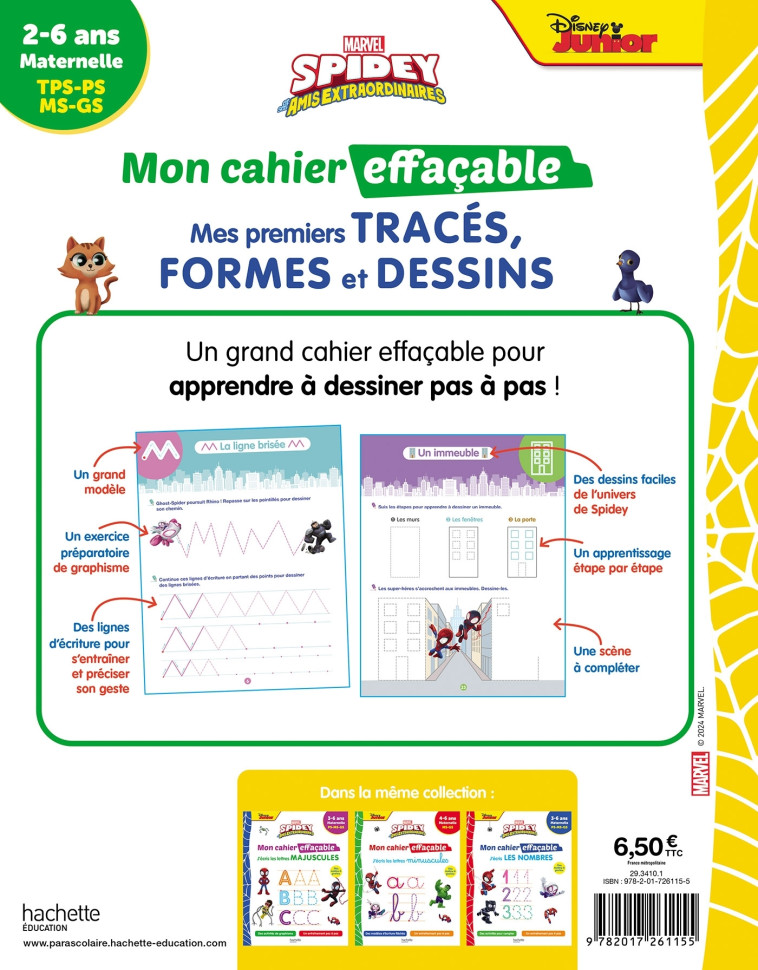 Disney - Spidey et ses amis extraordinaires - Mon cahier effaçable - Mes premiers tracés -   - HACHETTE EDUC