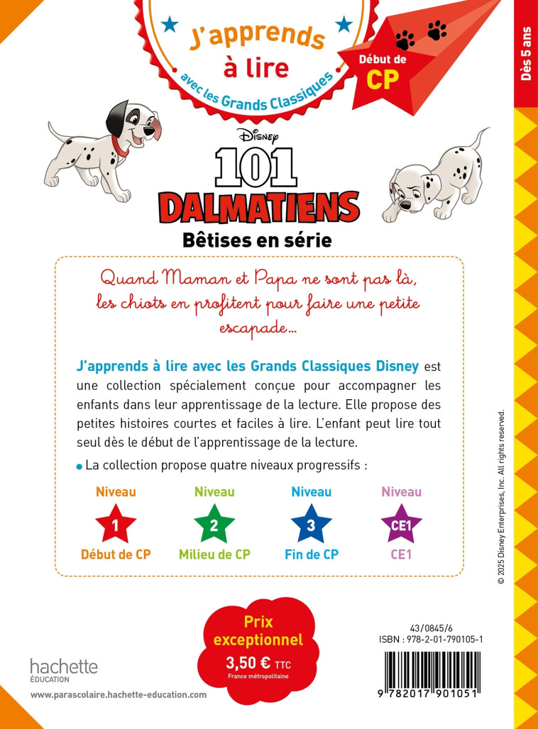 Disney - Les 101 Dalmatiens - Bêtises en série, CP Niveau 1 - Isabelle Albertin, Isabelle Albertin - HACHETTE EDUC