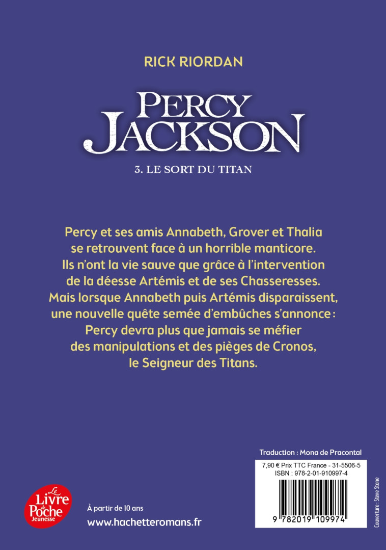 Percy Jackson - Tome 3 - Rick Riordan, Mona de Pracontal - POCHE JEUNESSE
