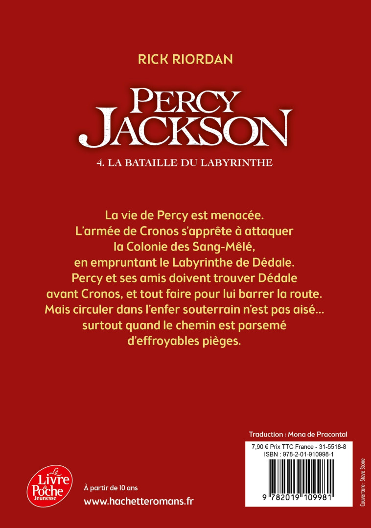 Percy Jackson - Tome 4 - Rick Riordan, Mona Pracontal, Mona de Pracontal - POCHE JEUNESSE