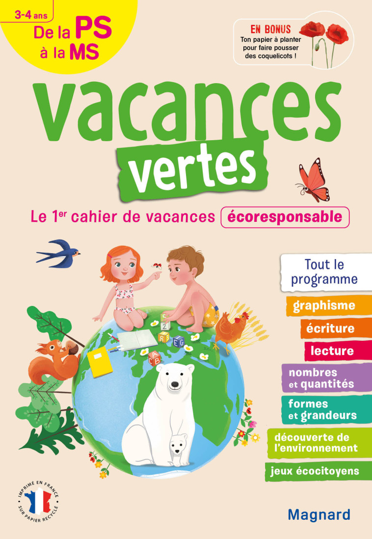 Cahier de vacances 2025, de la PS vers la MS 3-4 ans - Vacances vertes - Emilie FORNY, Julie BRACCHI, Emilie FORNY, Julie BRACCHI - MAGNARD