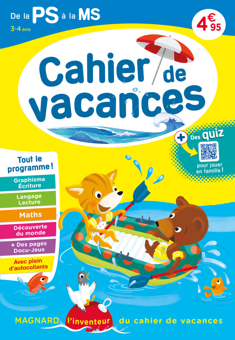 Cahier de vacances 2025, de la PS vers la MS 3-4 ans - Aurélie Perrot, Aurélie Perrot - MAGNARD
