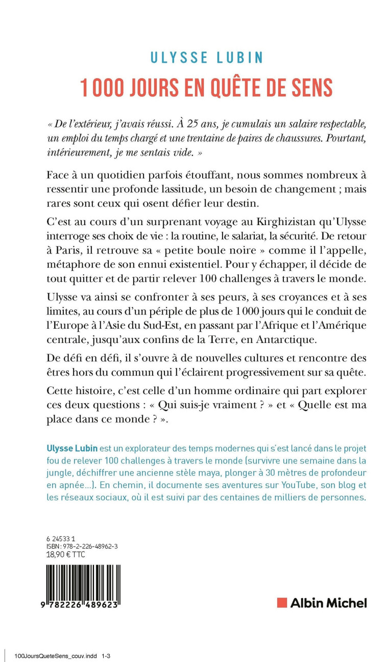 1000 Jours en quête de sens - Ulysse Lubin, Ulysse Lubin - ALBIN MICHEL