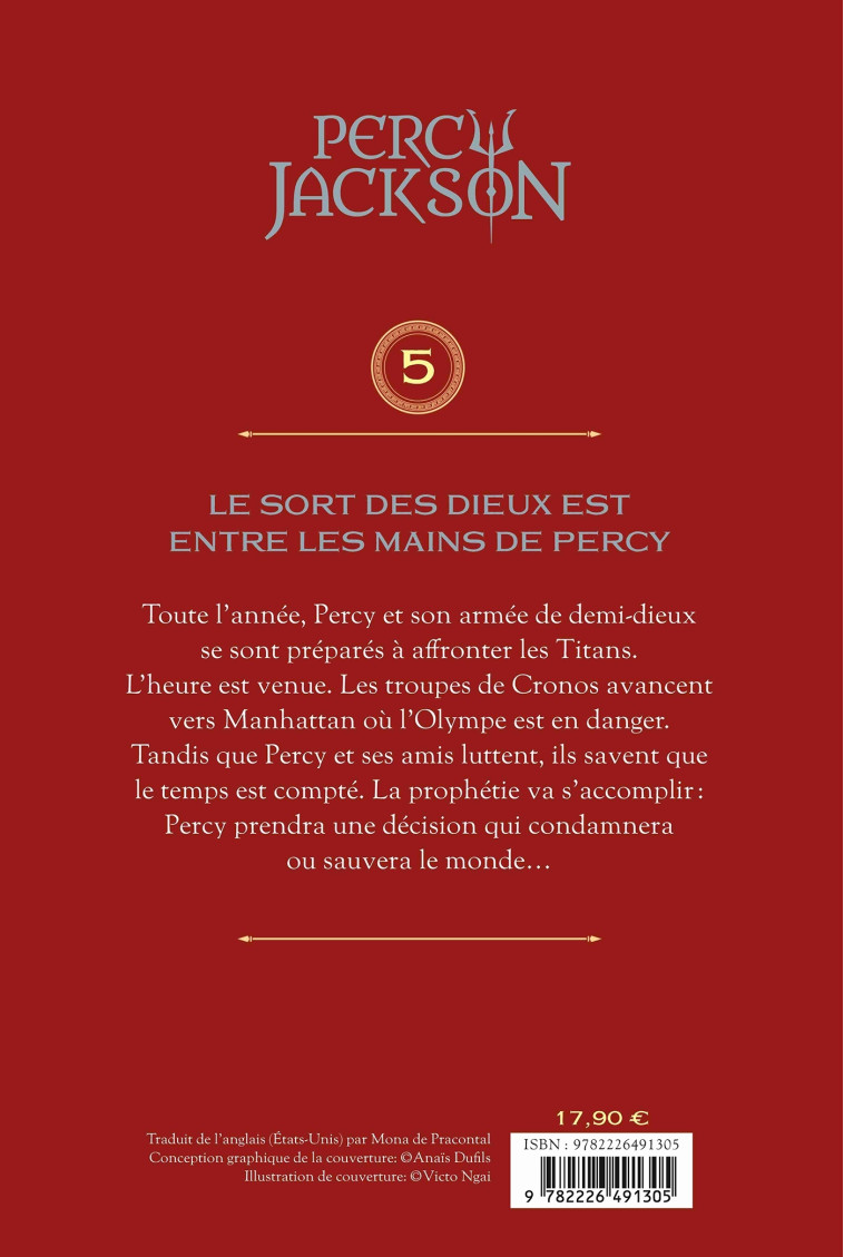 Percy Jackson et les Olympiens T5 Le Dernier Olympien (Edition 2024) - Rick Riordan, Mona Pracontal, Mona de Pracontal, Rick Riordan, Mona de Pracontal - ALBIN MICHEL