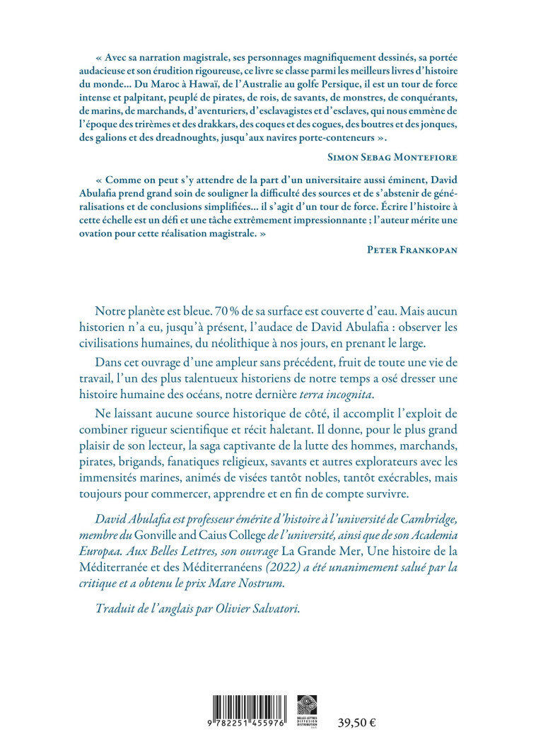 La Mer sans limites - David Abulafia, Olivier Salvatori - BELLES LETTRES