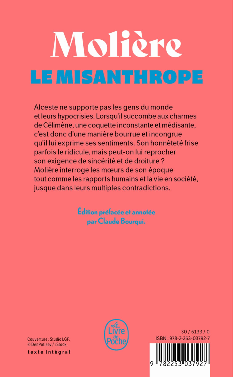 Le Misanthrope - Molière Molière, Jean-Baptiste Molière (Poquelin dit) - LGF