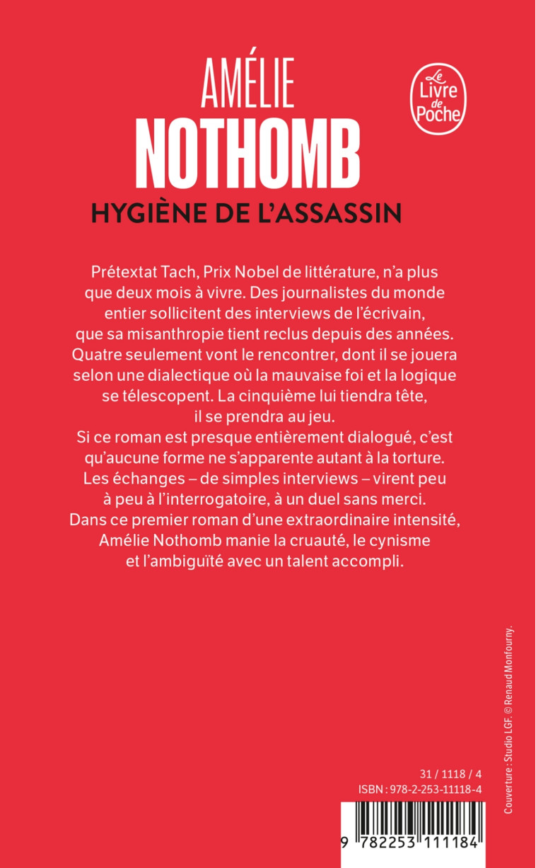 Hygiène de l'assassin - Amélie Nothomb - LGF