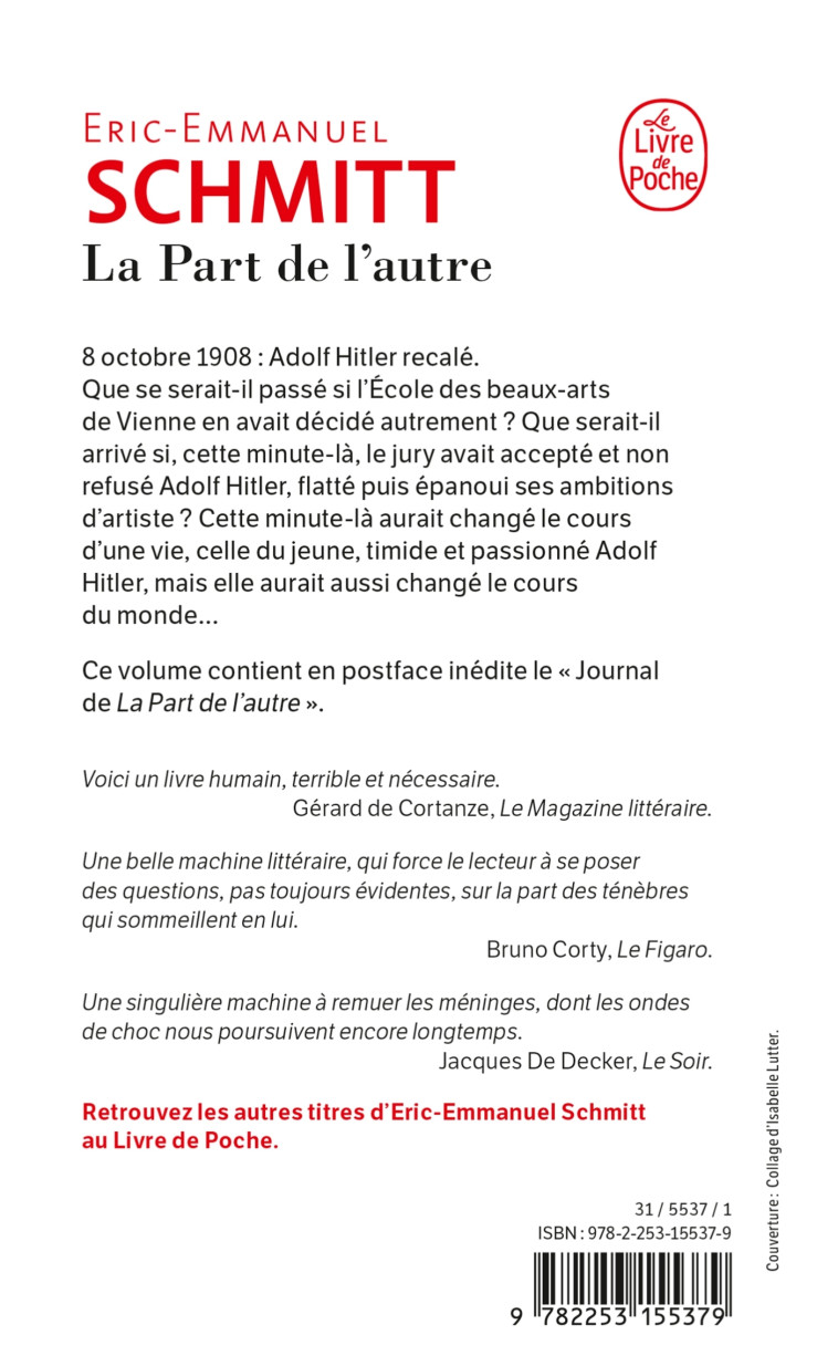 La Part de l'autre - Éric-Emmanuel Schmitt, Éric-Emmanuel Schmitt - LGF