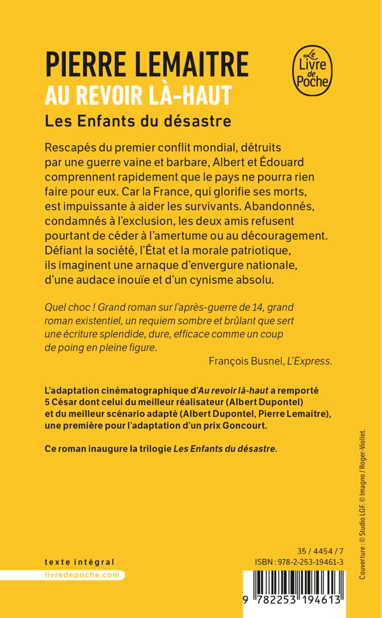 Au revoir là-haut - Pierre Lemaitre, Pierre Lemaitre - LGF