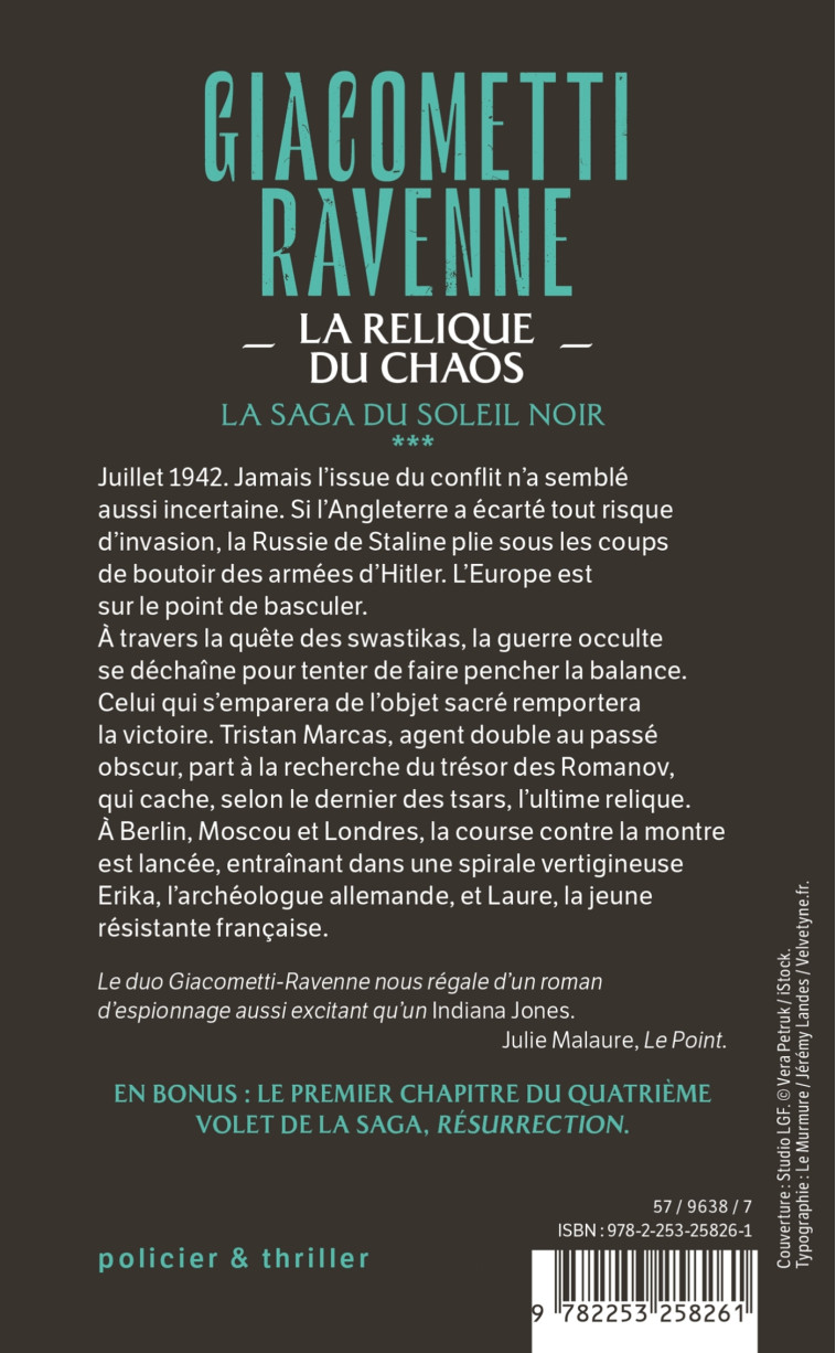 La Relique du chaos (La Saga Soleil noir, Tome 3) - Éric Giacometti, Jacques Ravenne - LGF