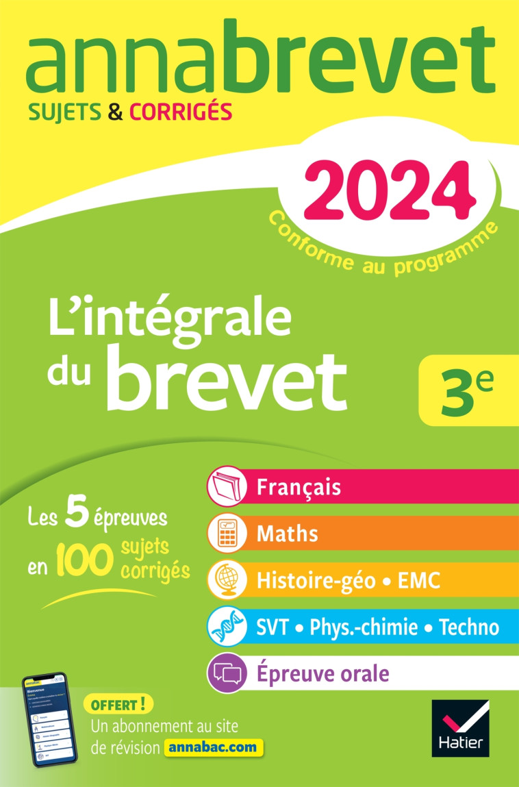Annales du brevet Annabrevet 2024 L'intégrale du Brevet 3e (tout-en-un) - Christine Formond, Louise Taquechel, Bernard Demeillers, Emmanuelle Michaud, Christophe Clavel, Jean-François Lecaillon, Nadège Jeannin, Sonia Madani, Nicolas Nicaise, Christine For