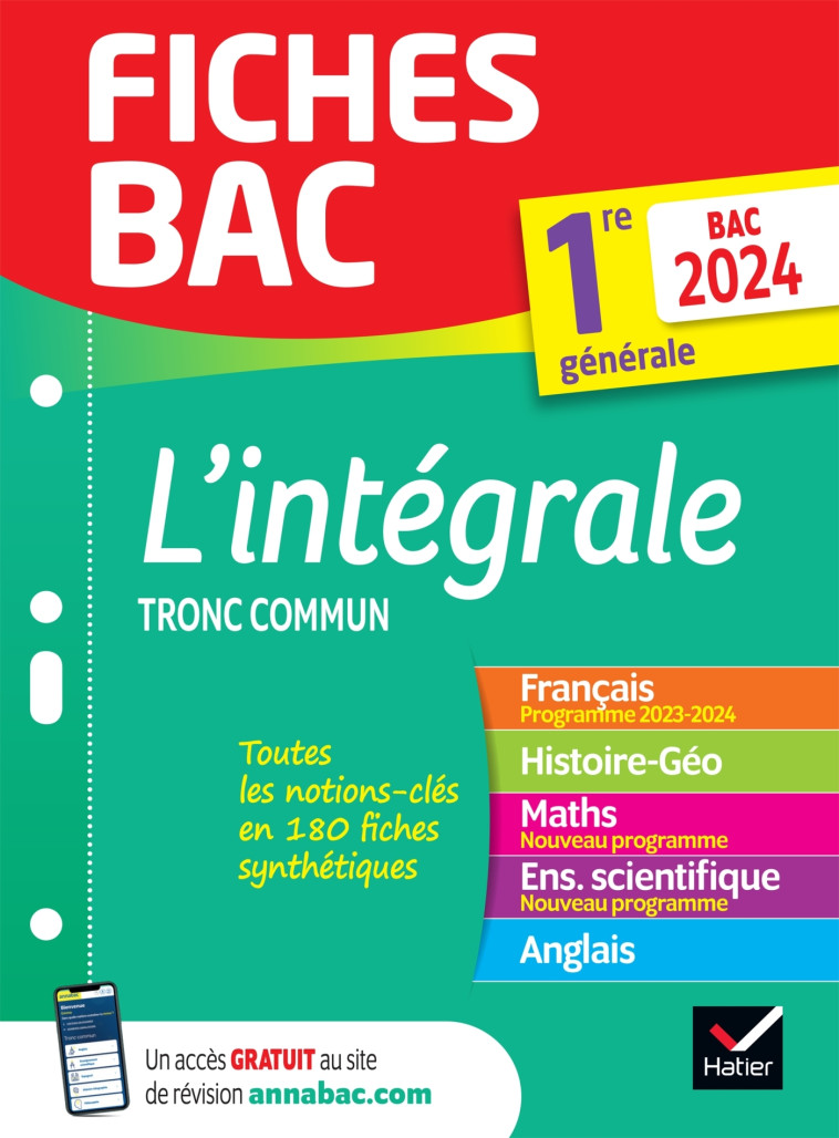 Fiches bac Le tout-en-un  1re générale (tronc commun) - Bac 2024 (toutes les matières) -   - HATIER