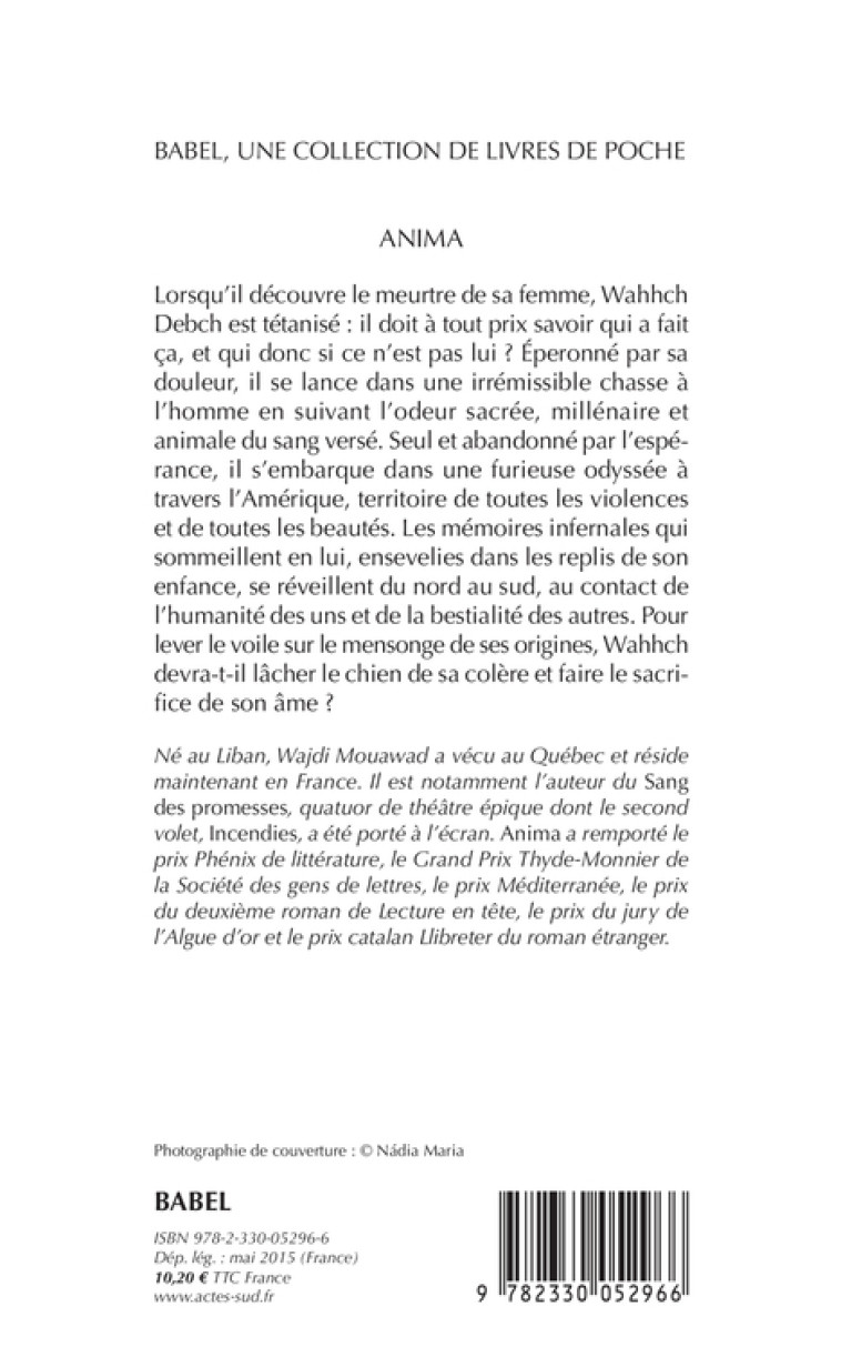 Anima - Wajdi Mouawad, Wajdi Mouawad - ACTES SUD