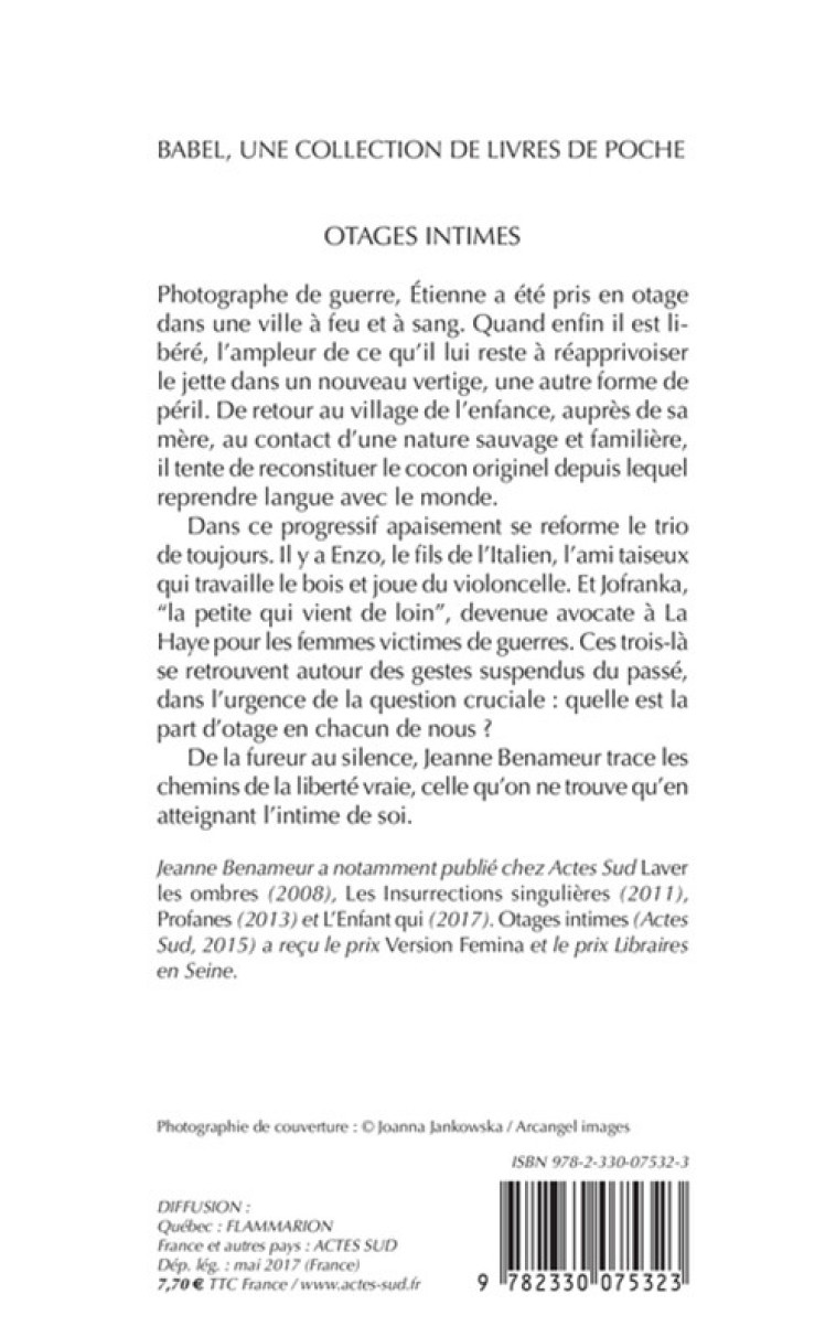 Otages intimes - Jeanne Benameur, Jeanne Benameur - ACTES SUD