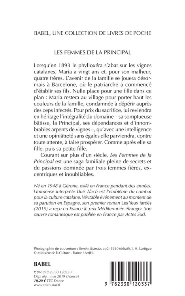 Les Femmes de la Principal - Lluis Llach, Serge Mestre - ACTES SUD