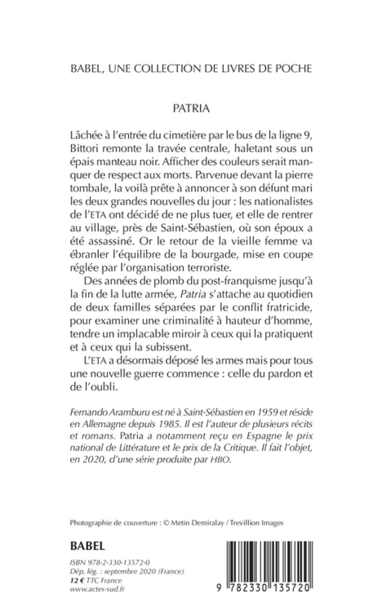 Patria - Fernando Aramburu, Claude Bleton, Fernando Aramburu, Claude Bleton - ACTES SUD