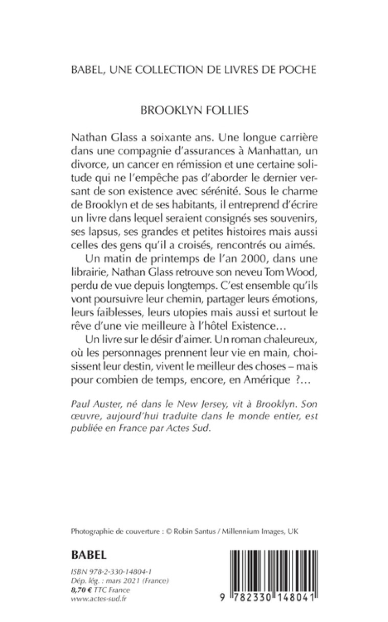 Brooklyn Follies - Paul Auster, Christine Le Boeuf, Paul Auster, Christine Le Boeuf - ACTES SUD