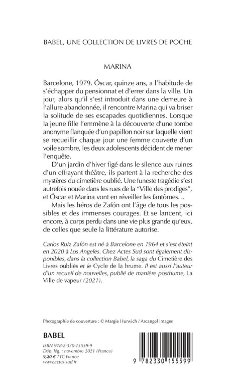 Marina - Carlos Ruiz Zafón, François Maspero, Carlos Ruiz Zafón, François Maspero - ACTES SUD