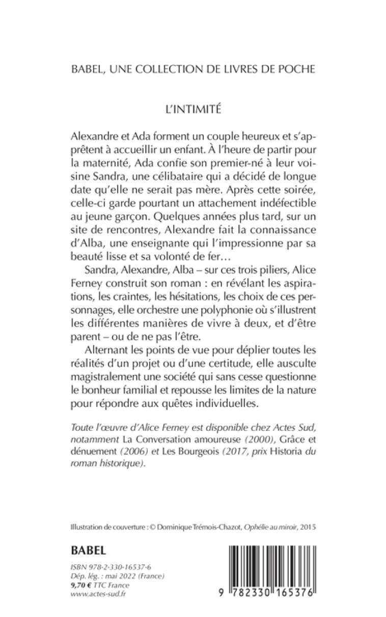 L'Intimité - Alice Ferney, Alice Ferney - ACTES SUD