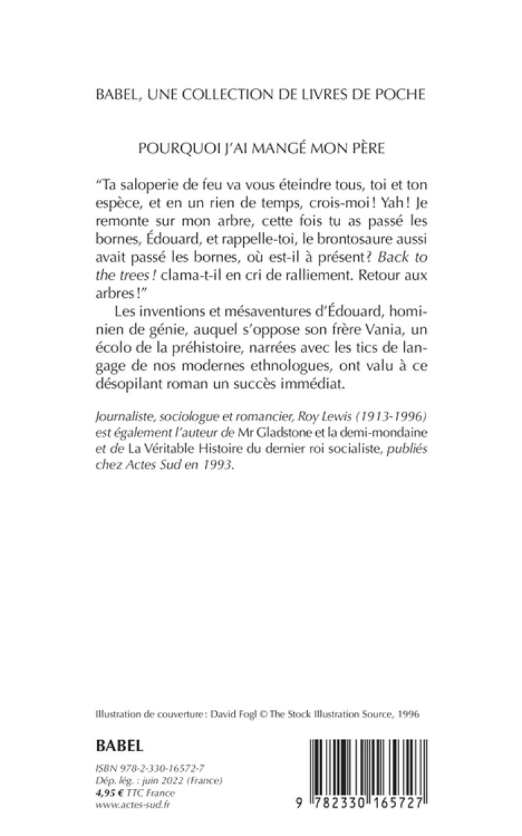 Pourquoi j'ai mangé mon père - Roy Lewis,  Vercors, Rita Barisse, Roy Lewis,  Vercors, Rita Barisse - ACTES SUD