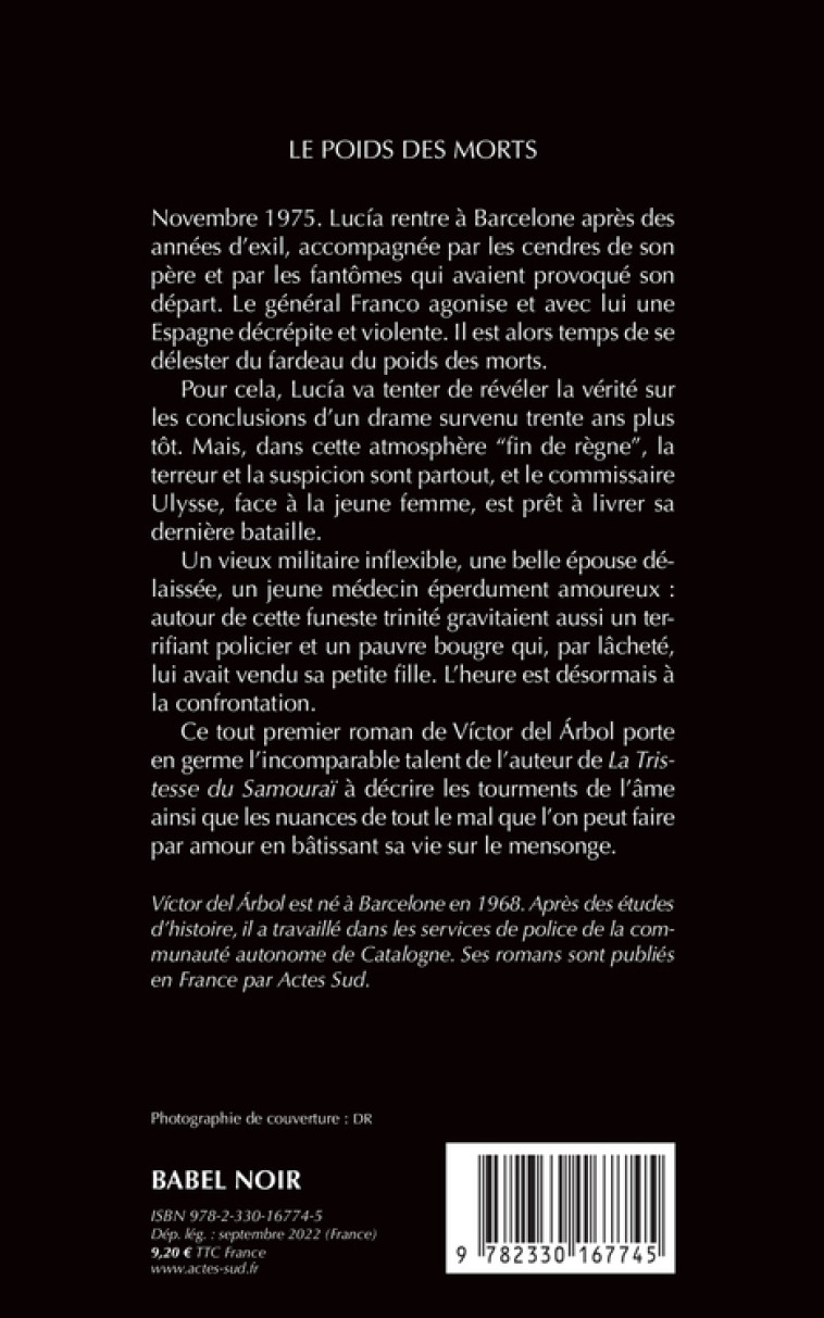 Le Poids des morts - Victor Del arbol, Claude Bleton - ACTES SUD