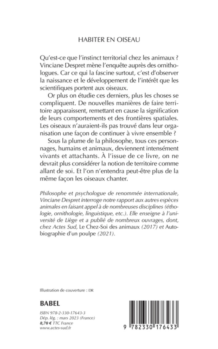 Habiter en oiseau - Vinciane Despret, François Olislaeger, Stéphane Durand, Baptiste Morizot, Vinciane Despret, François Olislaeger, Stéphane Durand, Baptiste Morizot - ACTES SUD
