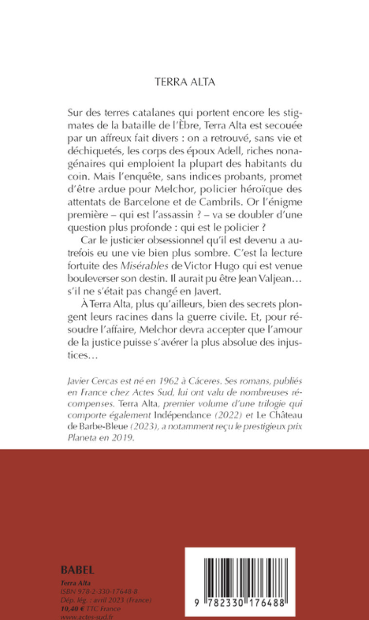 Terra Alta - Javier Cercas, Aleksandar Grujicic, Karine Louesdon, Javier Cercas, Aleksandar Grujicic, Karine Louesdon - ACTES SUD