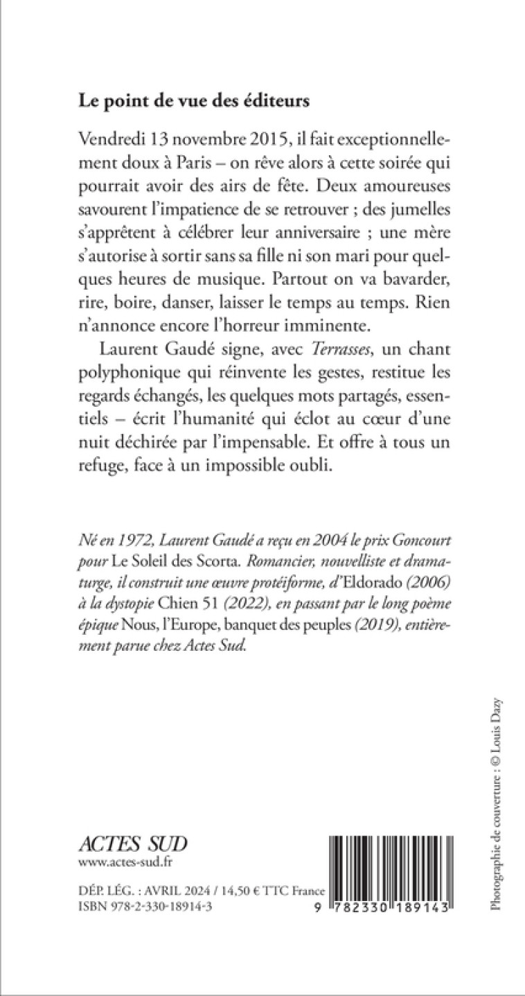 Terrasses - Laurent Gaudé, Laurent Gaudé - ACTES SUD