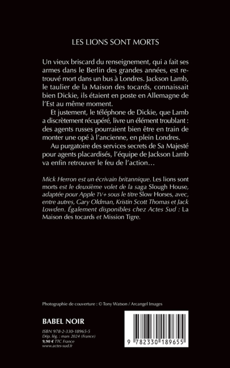 Les lions sont morts - Mick Herron, Samuel Sfez, Mick Herron, Samuel Sfez - ACTES SUD