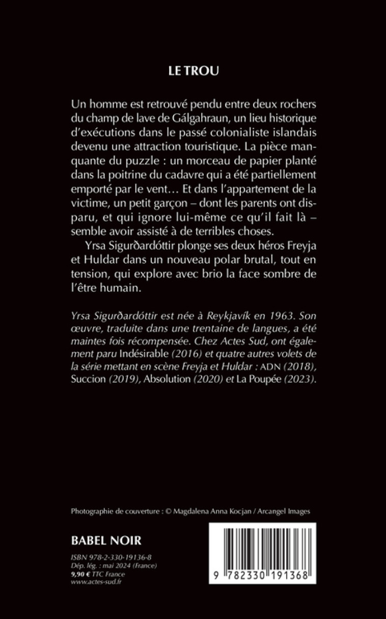 Le Trou - Yrsa Sigurdardottir, Véronique Mercy, Catherine Mercy - ACTES SUD