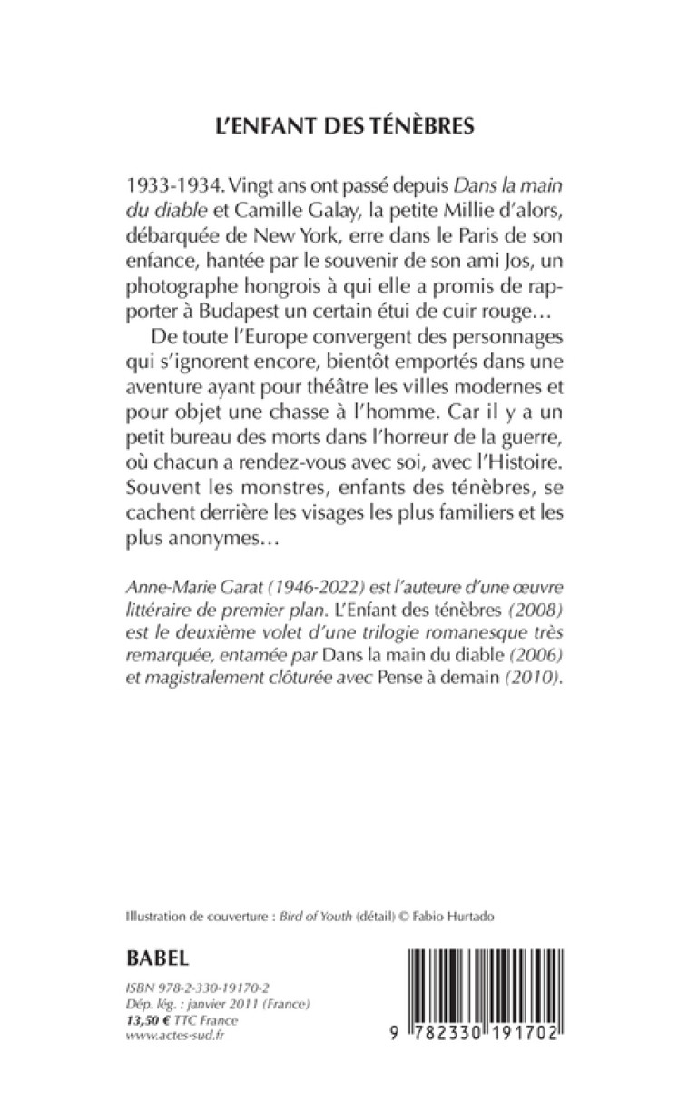 L'Enfant des ténèbres - Anne-Marie Garat, Anne-Marie Garat - ACTES SUD