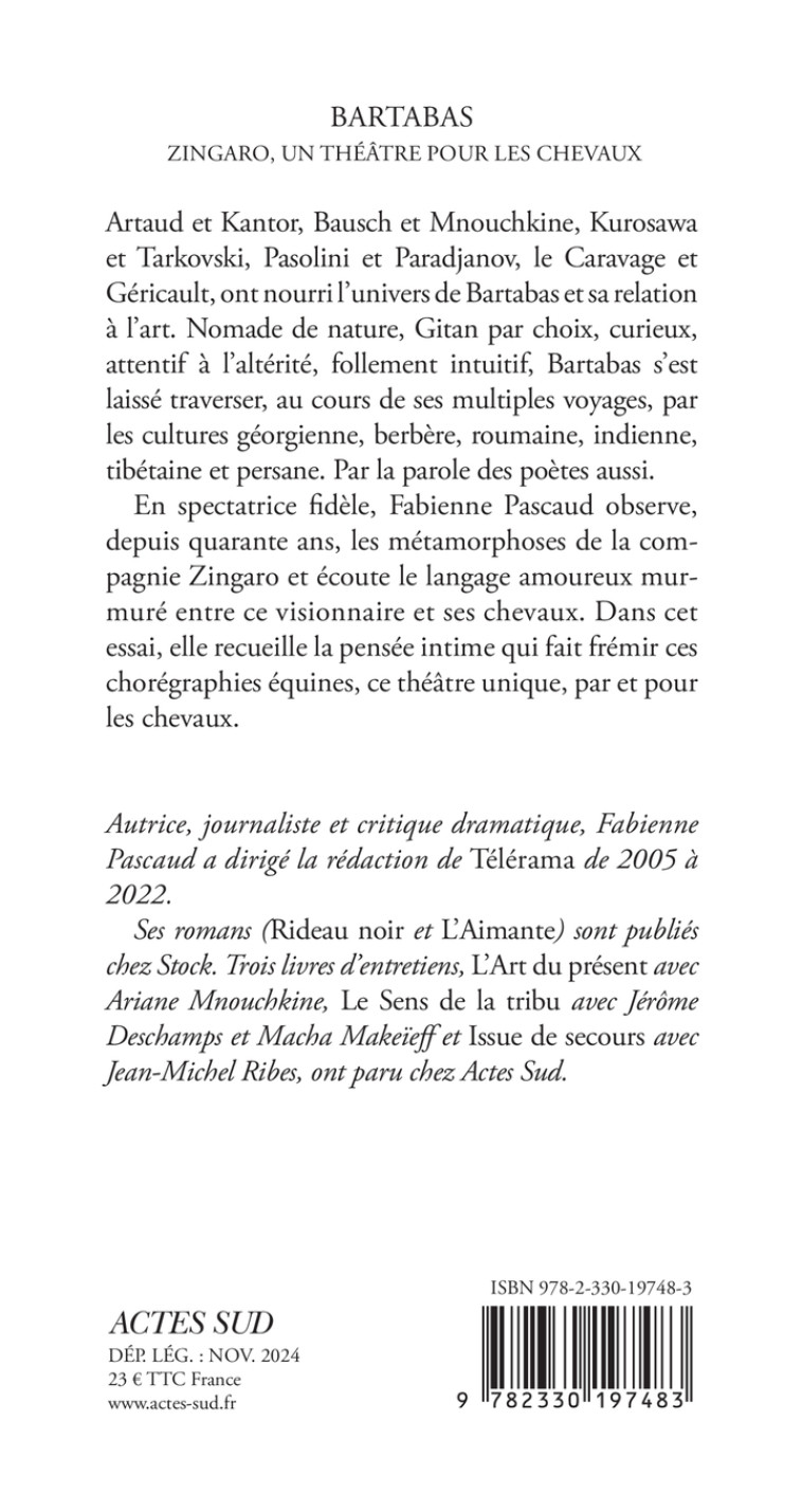 Bartabas -  Bartabas, Fabienne Pascaud - ACTES SUD