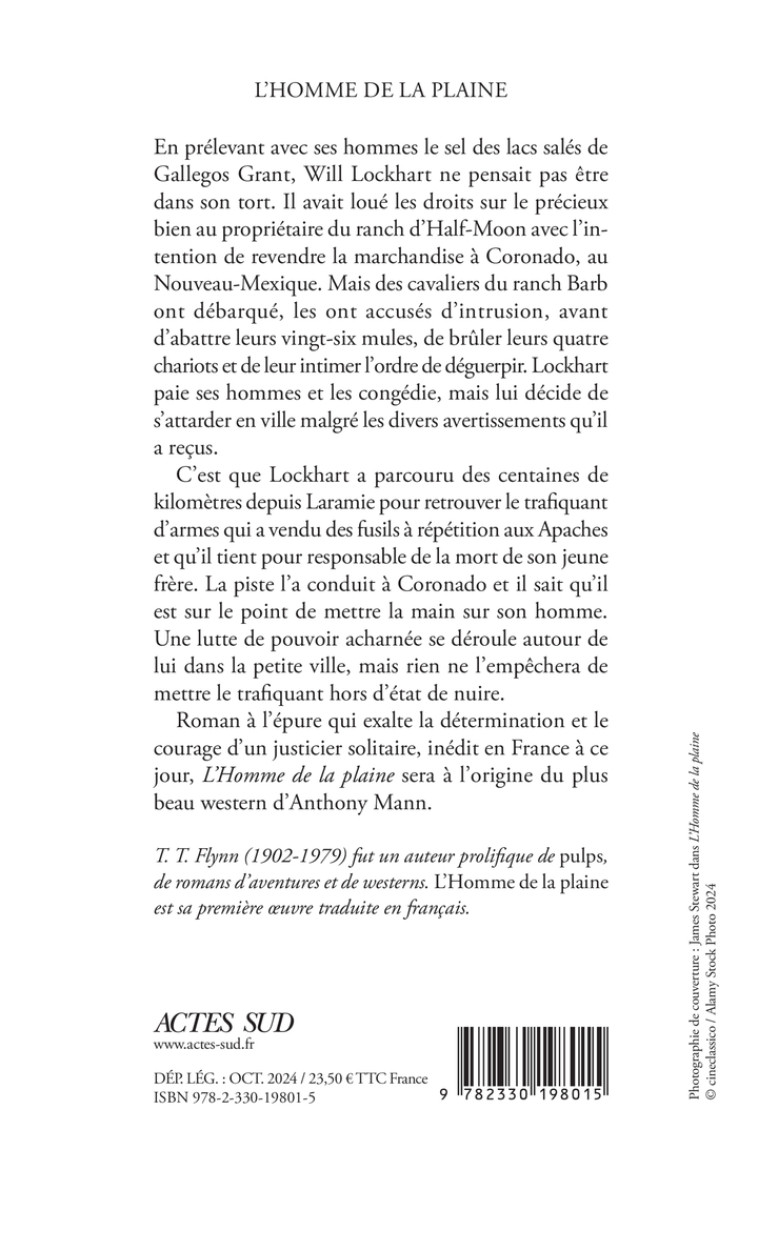 L'homme de la plaine -  FLYNN T. T./URANO YANNIS/PROLONGEAU HUBERT, T. T. Flynn, Hubert Prolongeau, Yannis Urano - ACTES SUD