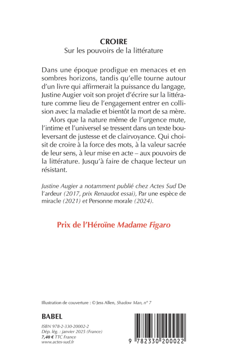 Croire - Justine Augier, Justine Augier - ACTES SUD