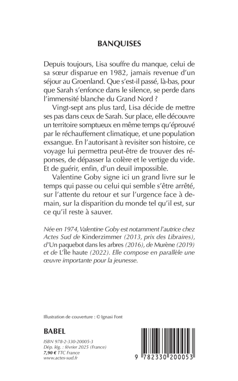 Banquises - Valentine Goby, Valentine Goby - ACTES SUD