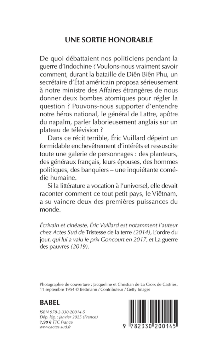 Une sortie honorable - Éric Vuillard, Éric Vuillard - ACTES SUD